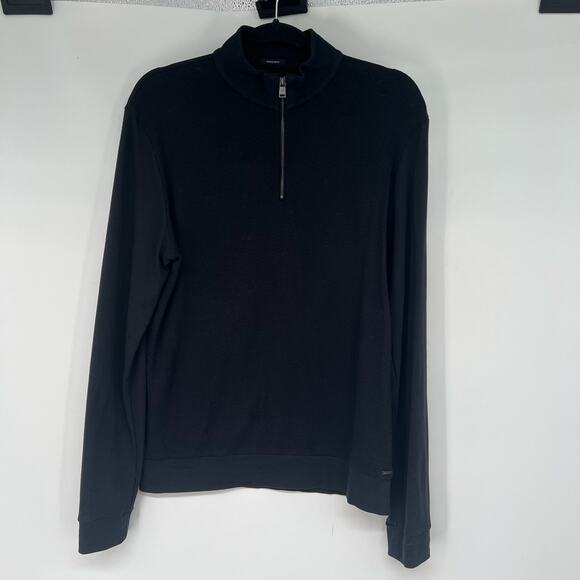 Hugo Boss Quarter-Zip Cotton Sweater With Knitted Structure Men's Size S Black - Picture 2 of 12